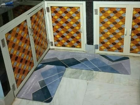 Anti skipRubber Floor Mat with Runner Geometric Pattern