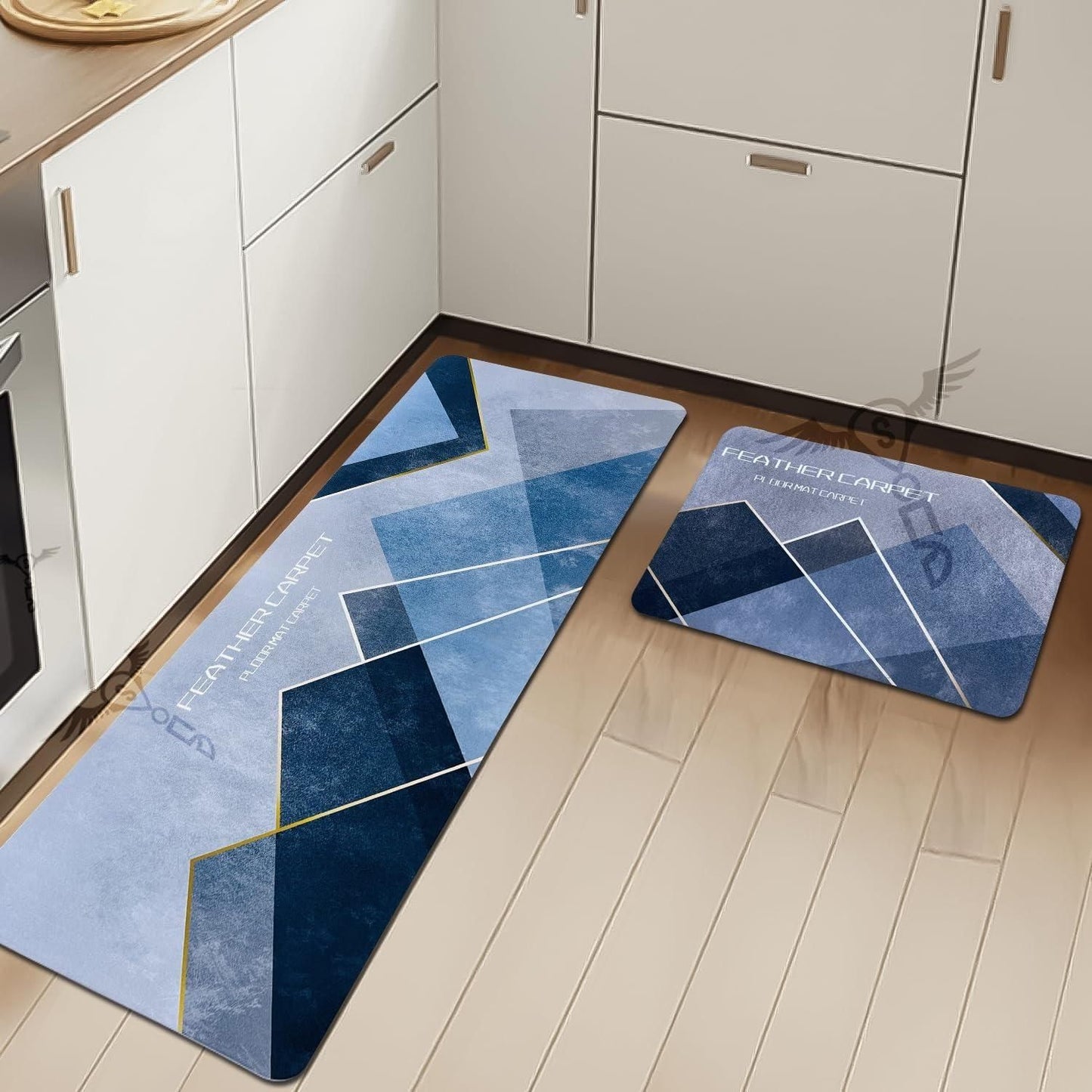 Anti skipRubber Floor Mat with Runner Geometric Pattern