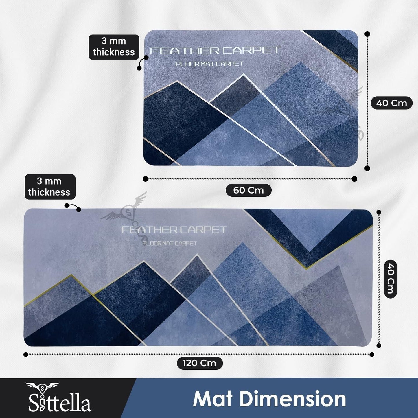 Anti skipRubber Floor Mat with Runner Geometric Pattern