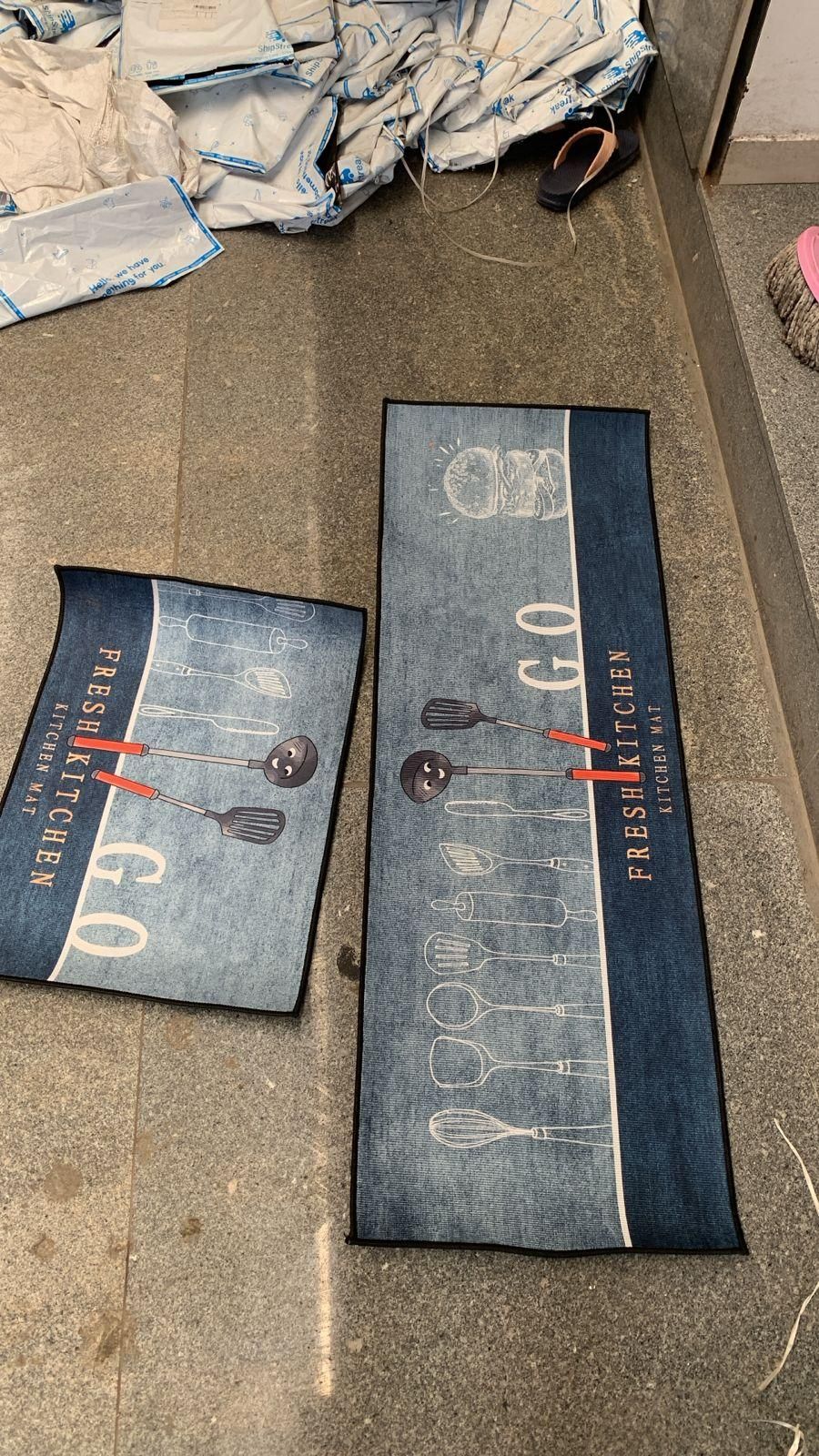 Anti skipRubber Floor Mat with Runner Geometric Pattern