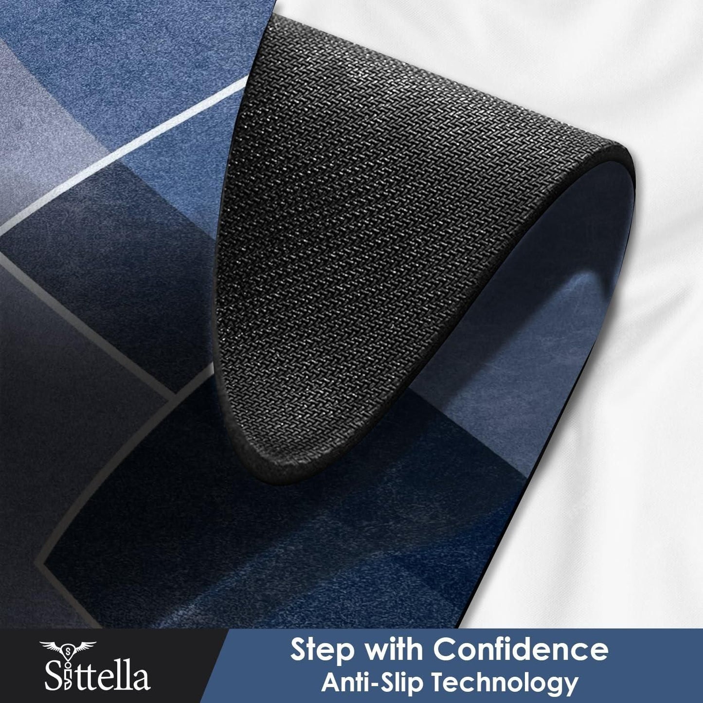 Anti skipRubber Floor Mat with Runner Geometric Pattern