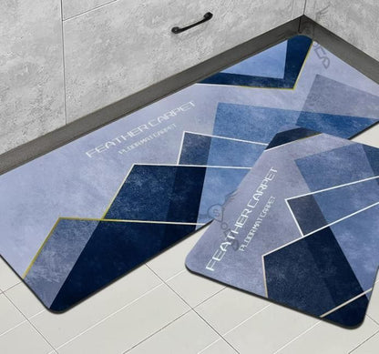 Anti skipRubber Floor Mat with Runner Geometric Pattern